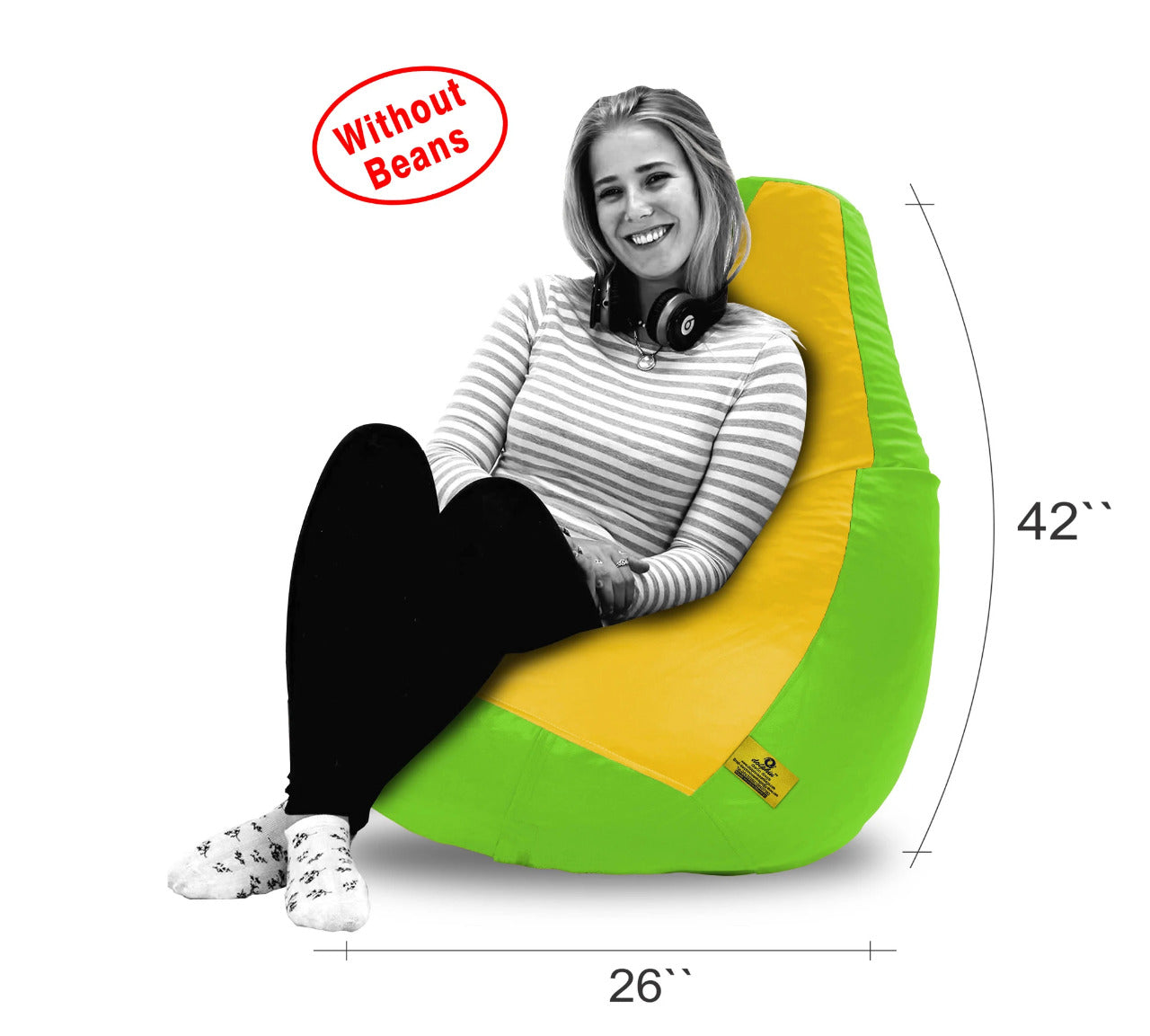 Bean Bag XXL F.GREEN&YELLOW BEAN BAG-COVER (Without Beans)