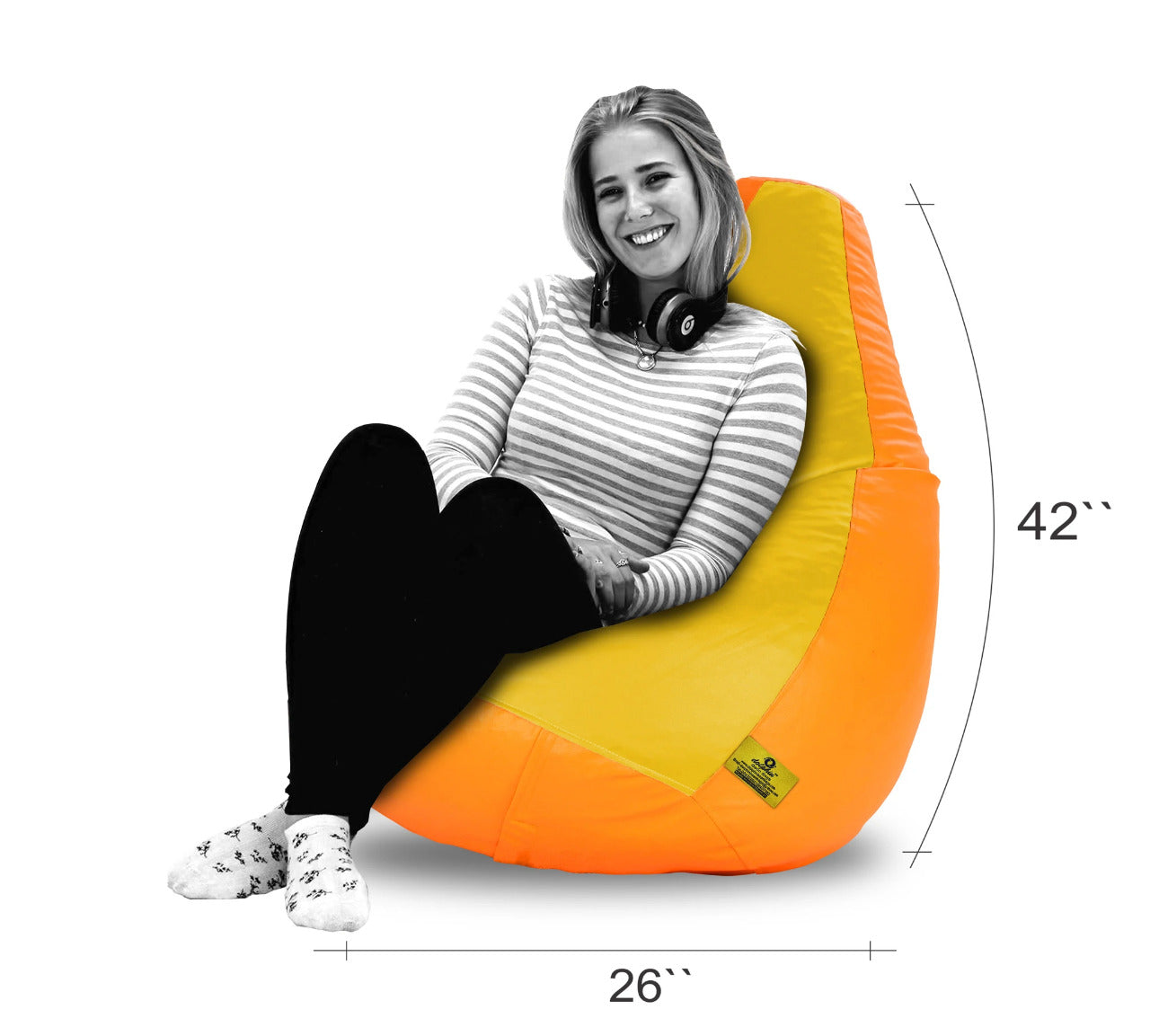 Bean Bag : XXL ORANGE&YELLOW BEAN BAG-FILLED(With Beans)