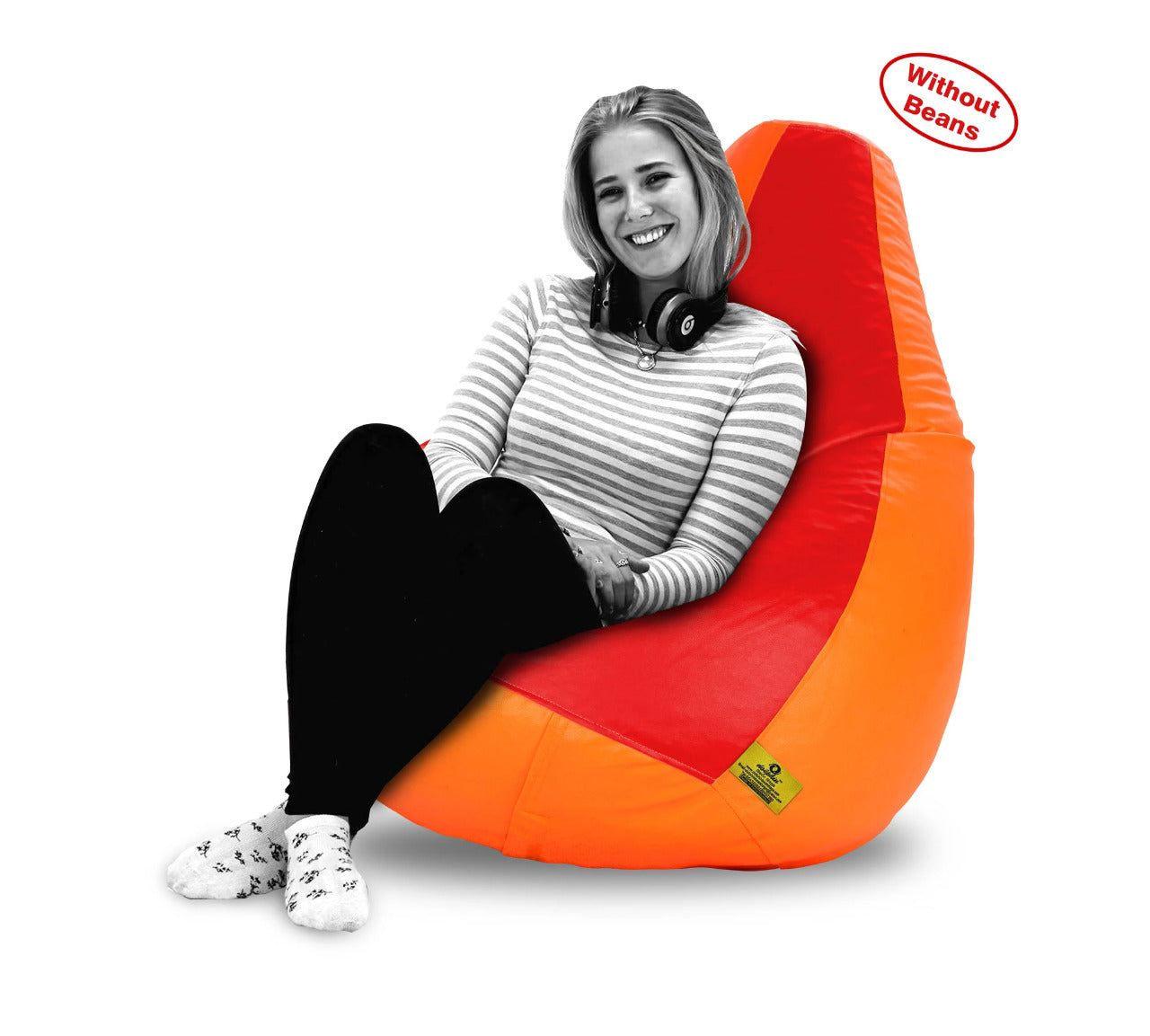 Bean Bag XL RED&ORANGE BEAN BAG-COVER (Without Beans)