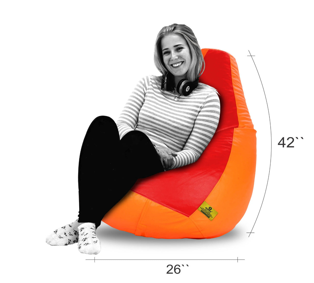 Bean Bag : XXL RED&ORANGE BEAN BAG-FILLED(With Beans)