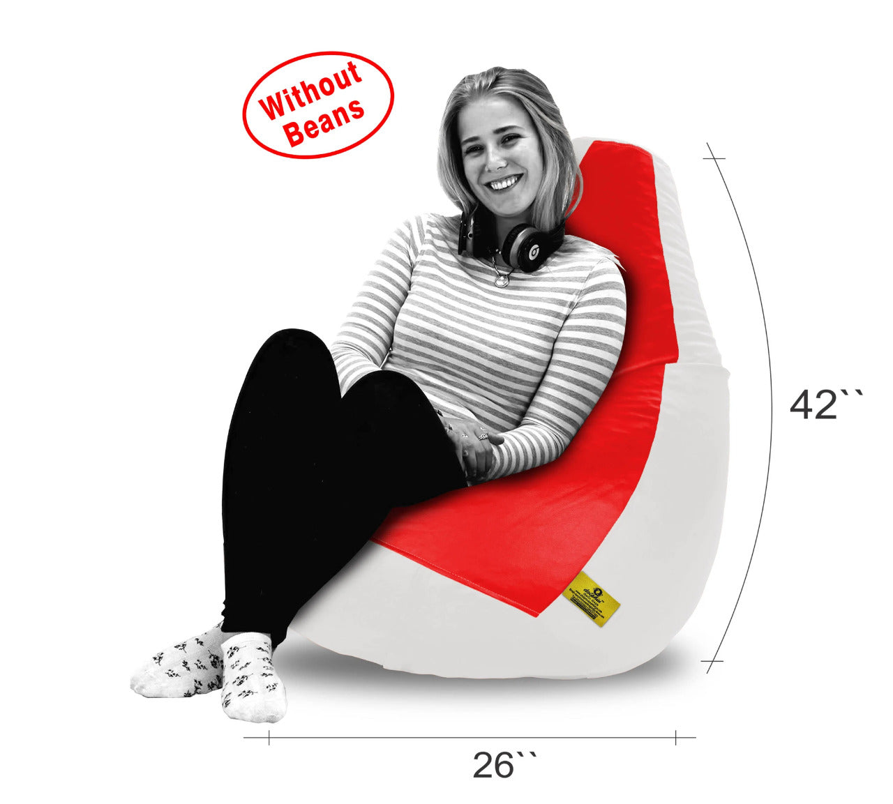 Bean Bag XXL RED&WHITE BEAN BAG-COVER (Without Beans)