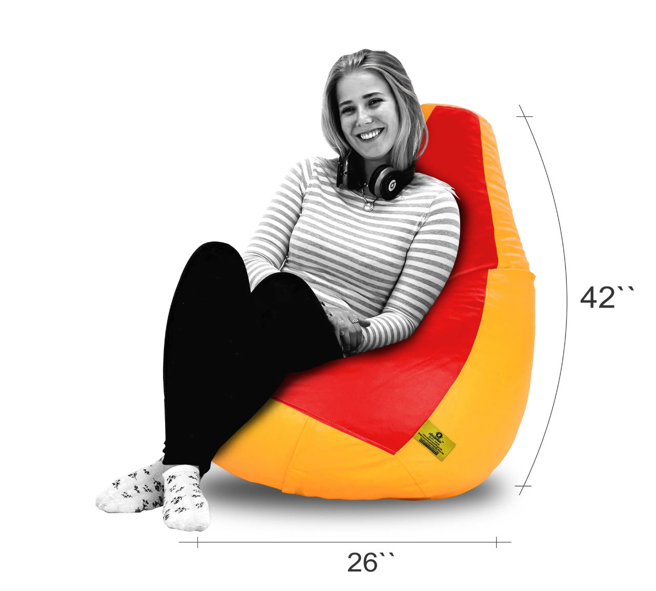 Bean Bag : 2XL RED&YELLOW BEAN BAG-FILLED(With Beans)