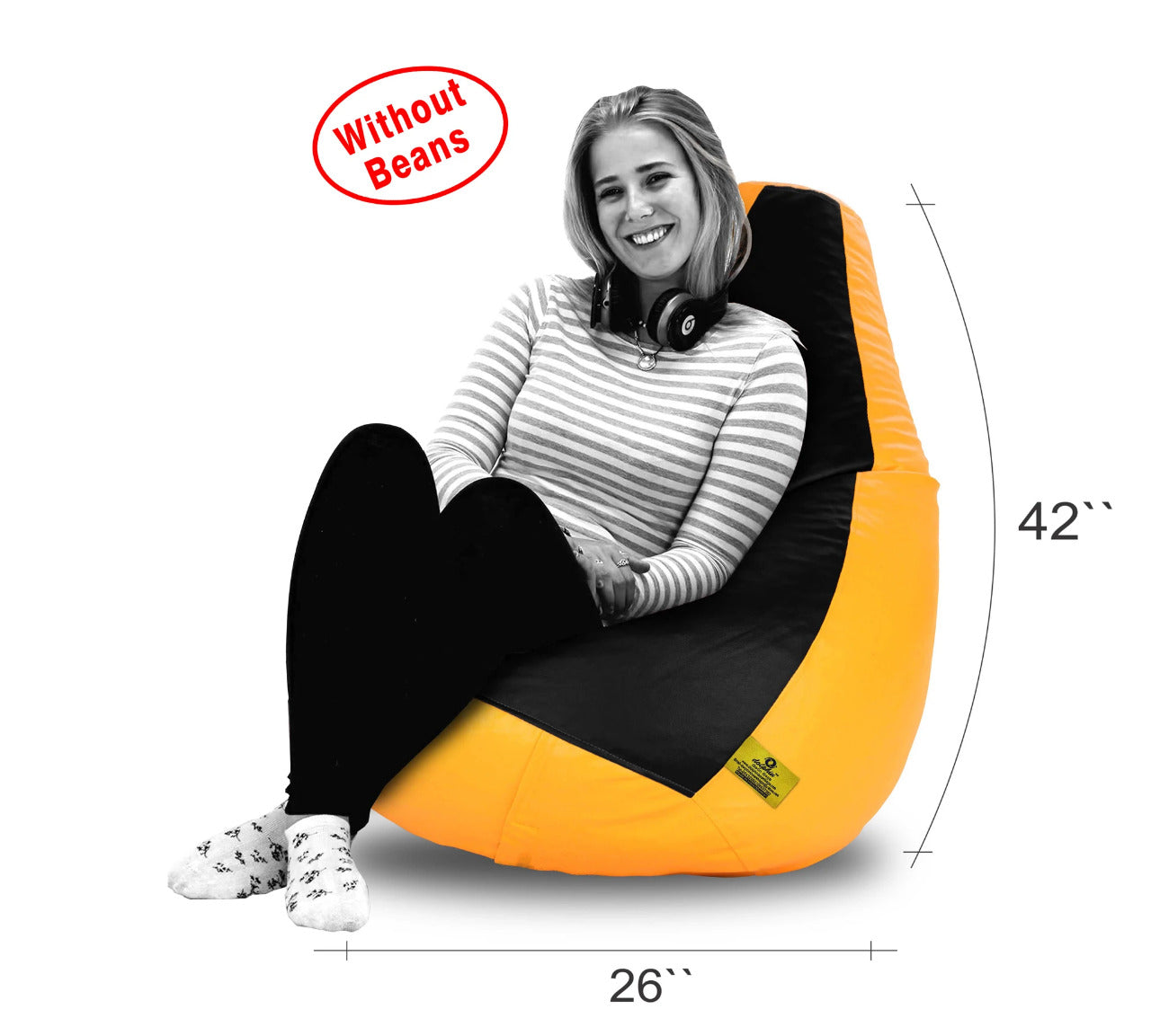 Bean Bag: XXL Black & Yellow Bean Bag-Cover (Without Beans)