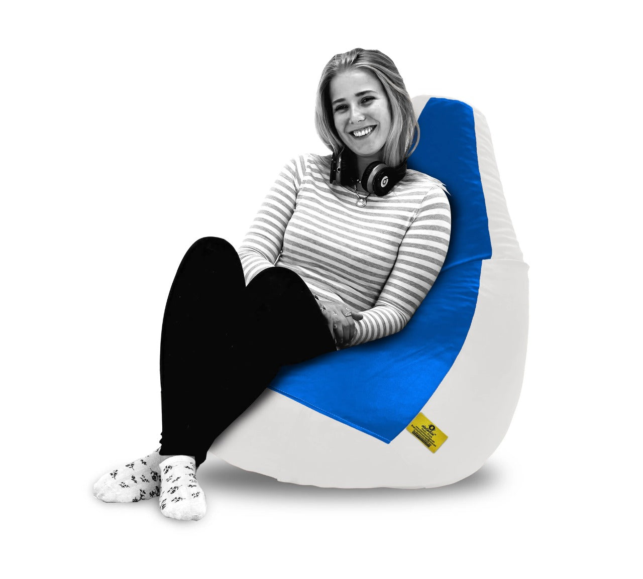 Bean Bag XXL WHITE&R.BLUE BEAN BAG FILLED (With Bean)
