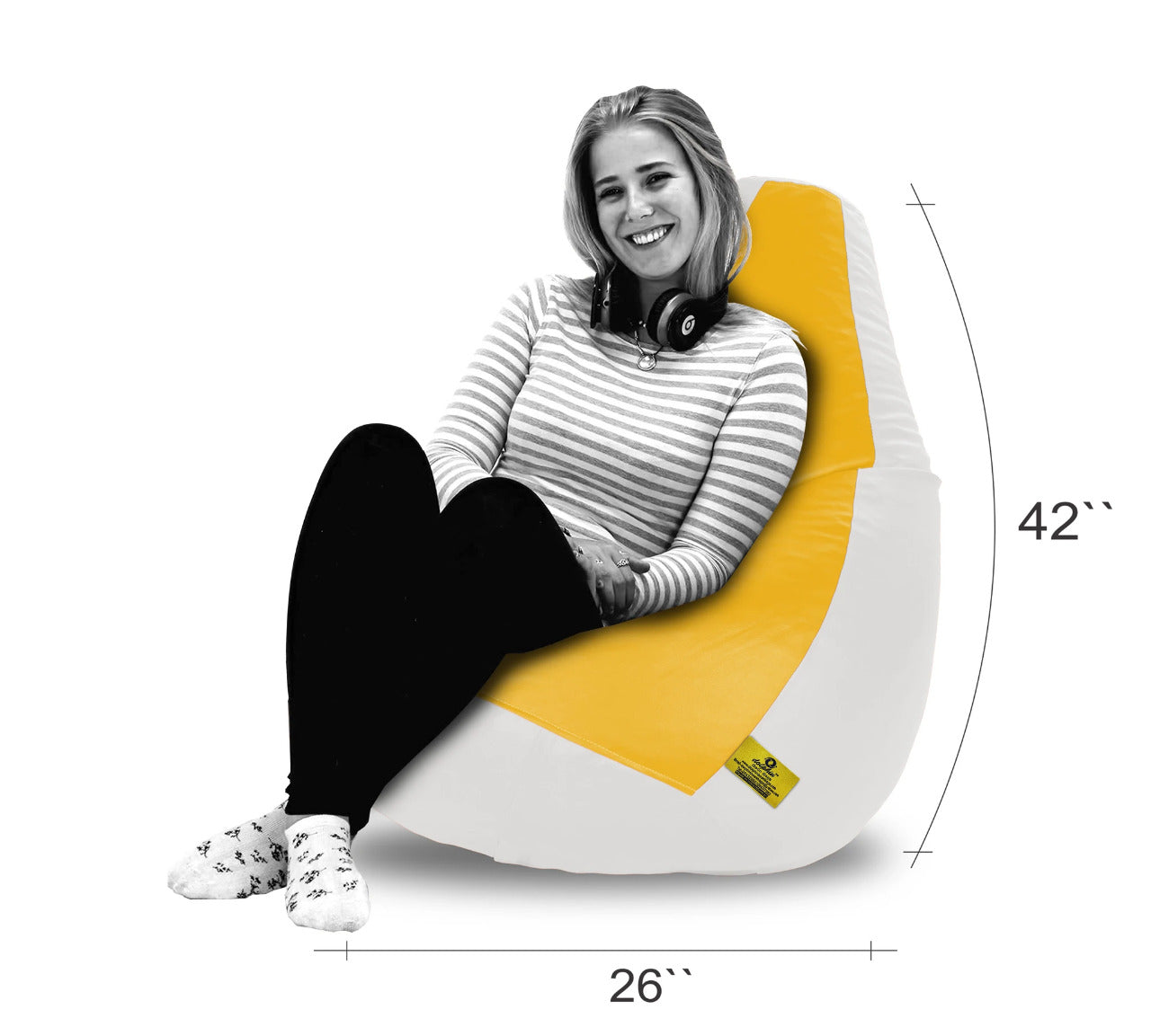 Bean Bag : XXL WHITE&YELLOW BEAN BAG-FILLED(With Beans)