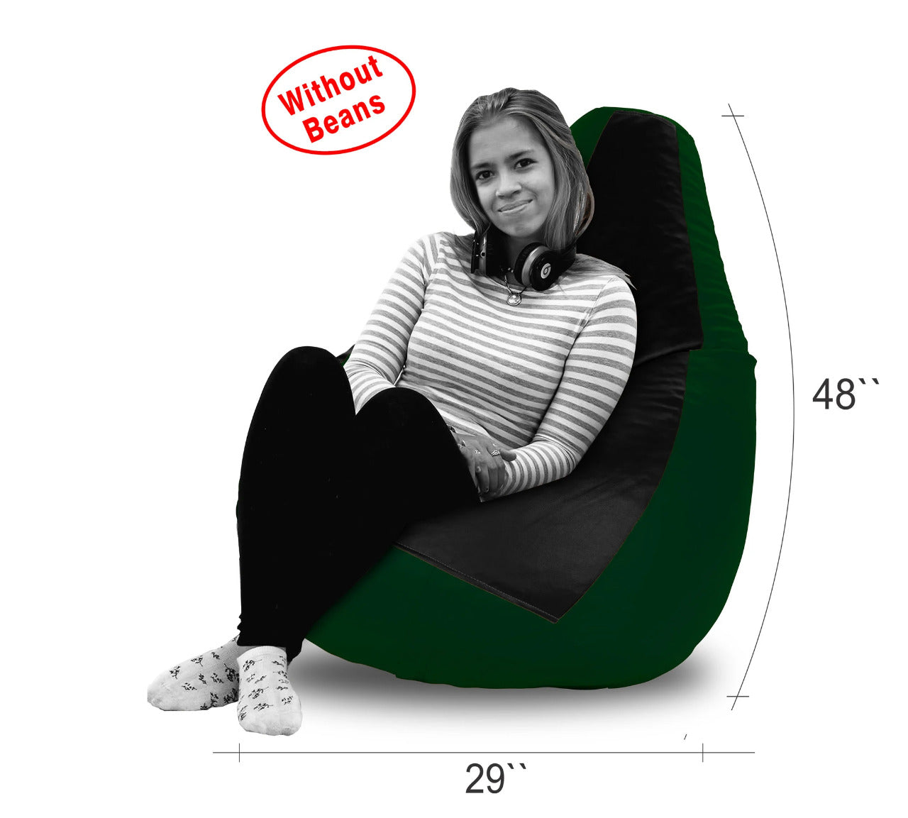 Bean Bag XXXL BLACK&B.GREEN BEAN BAG-COVER (Without Beans)