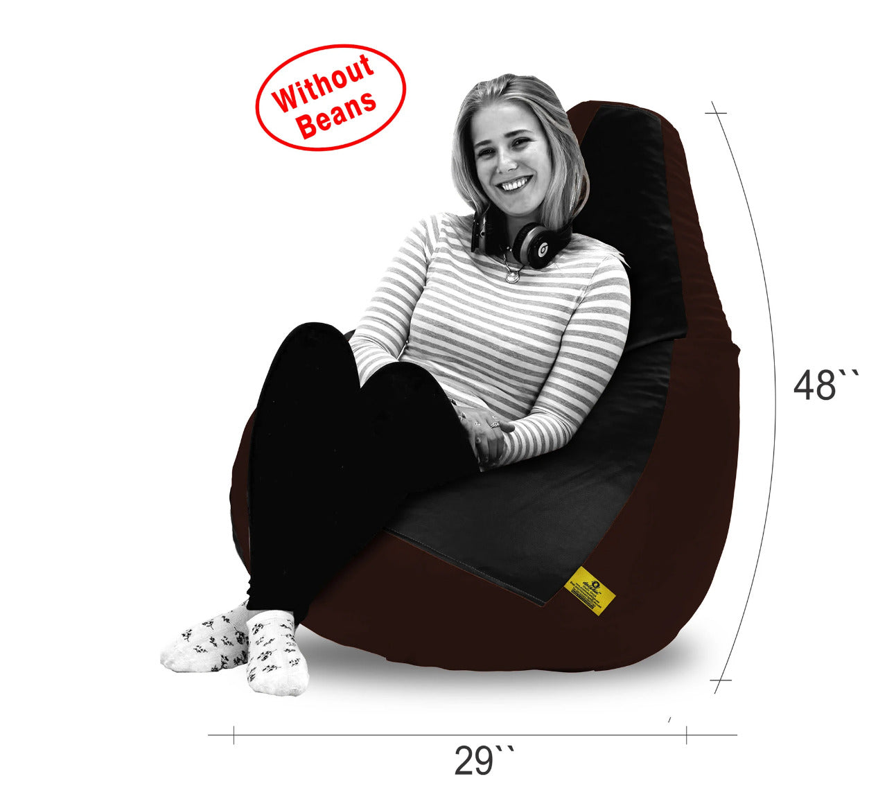 Bean Bag XXXL BLACK&BROWN BEAN BAG-COVER (Without Beans)