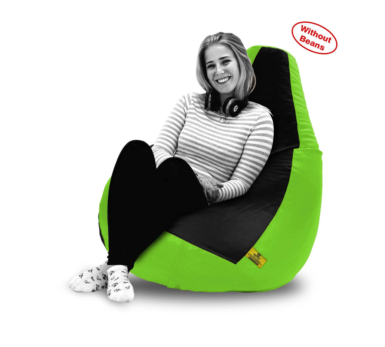 Bean Bag XL BLACK&F.GREEN BEAN BAG-COVER (Without Beans)