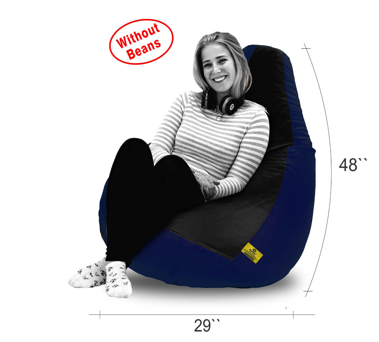 Bean Bag: 3XL BLACK&N.BLUE BEAN BAG-COVER (Without Beans)