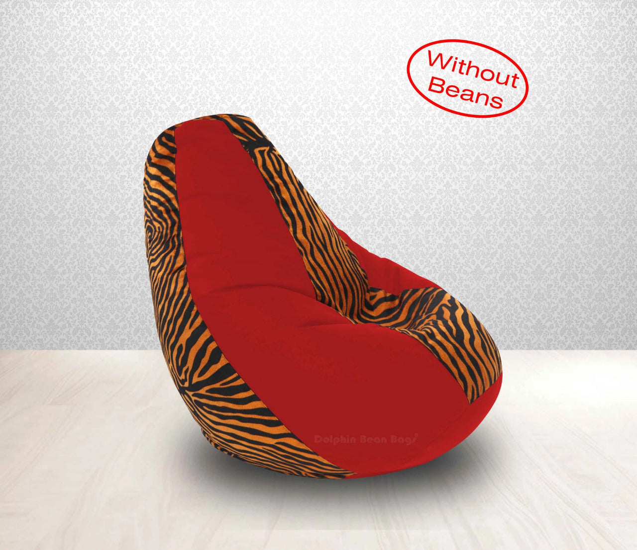 Bean Bag : XL Red/Golden Zebra-FABRIC-COVERS