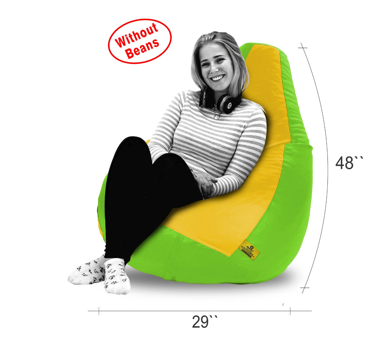 Beat Bag XXXL F.GREEN&YELLOW BEAN BAG-COVERS(Without Beans)