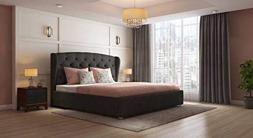 Bed Turcar King Size Charcoal Grey Upholstered Storage Bed