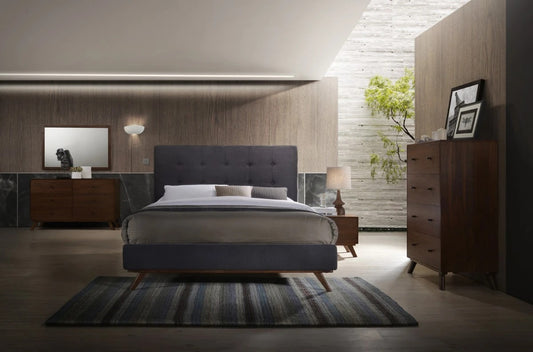 Bedroom Set: Grey & Walnut Bedroom Set