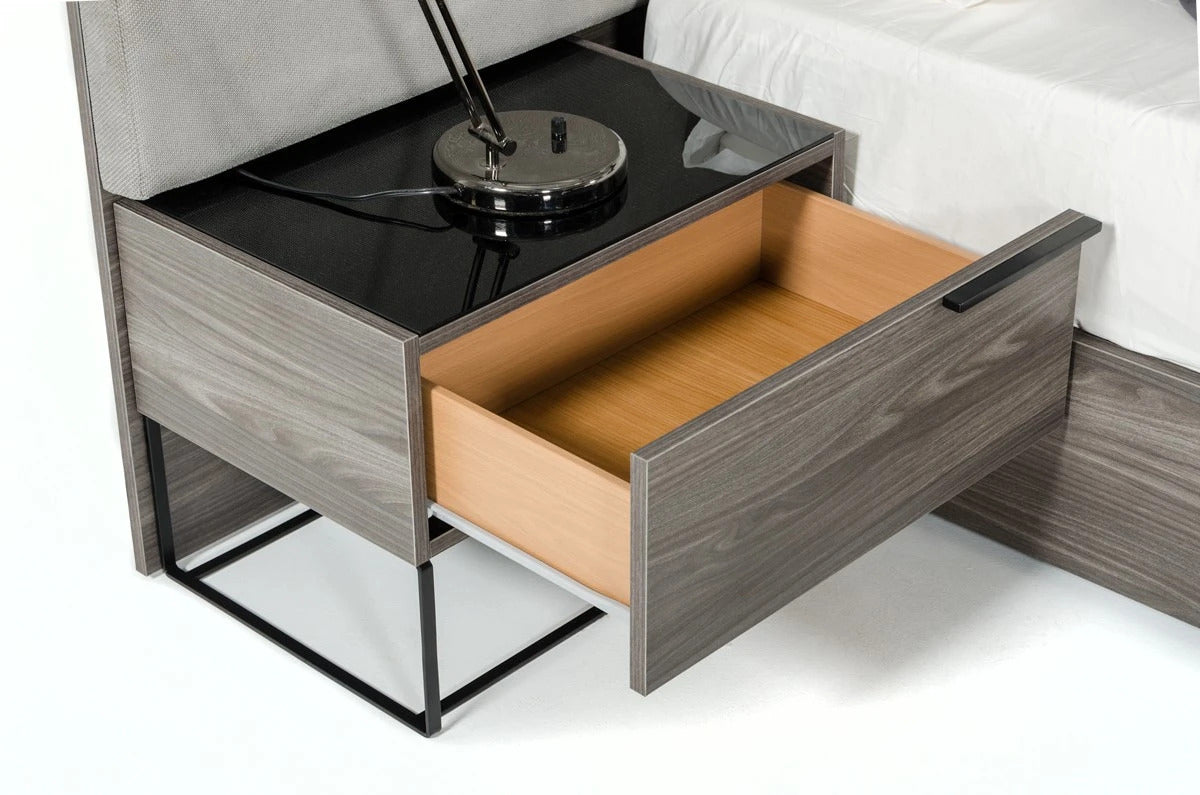 Bedroom Set Modern Grey Oak & Fabric Bedroom Set