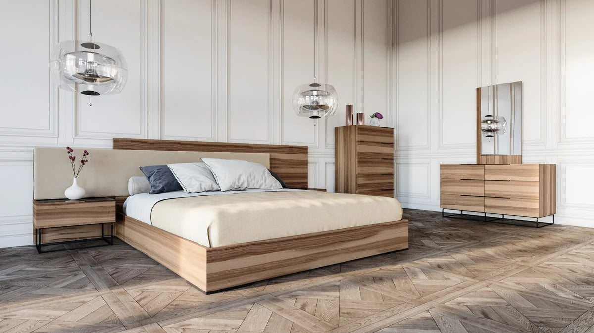 Bedroom Set: Walnut & Fabric Bedroom Set