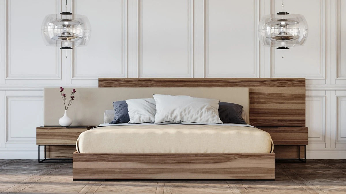 Bedroom Set: Walnut & Fabric Bedroom Set