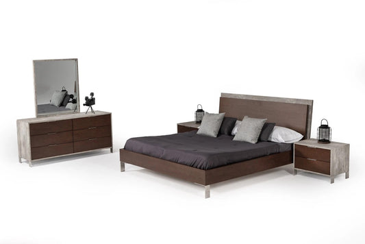 Bedroom Set Walnut & Faux Concrete Bedroom Set