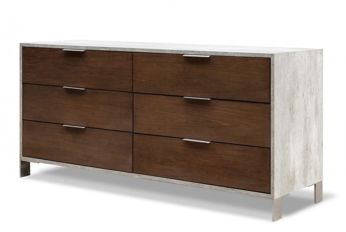 Bedroom Set Walnut & Faux Concrete Bedroom Set