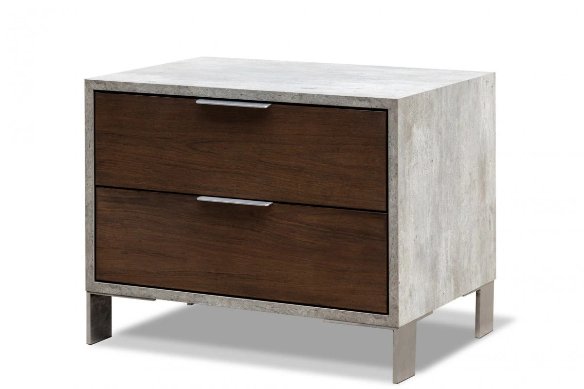 Bedroom Set Walnut & Faux Concrete Bedroom Set