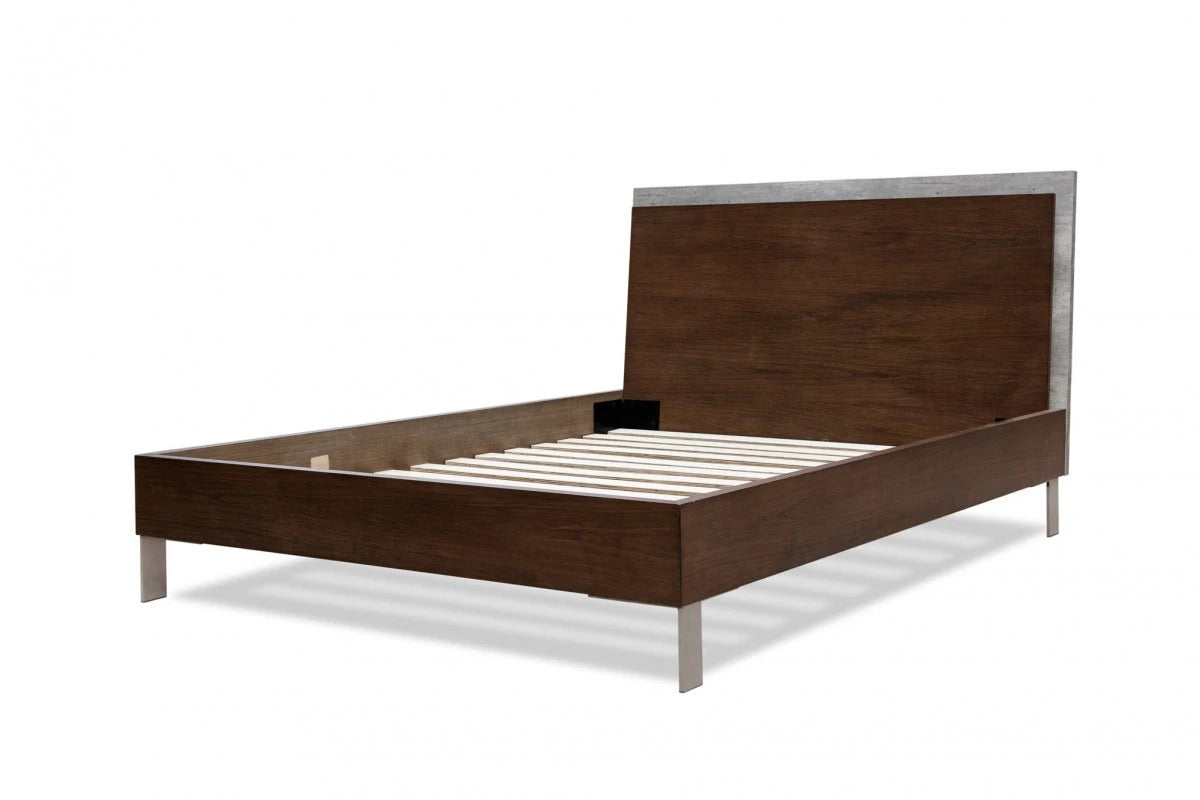 Bedroom Set Walnut & Faux Concrete Bedroom Set