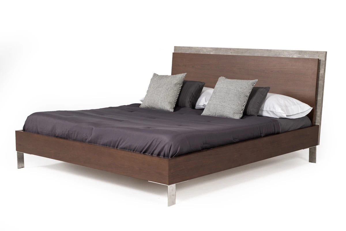 Bedroom Set Walnut & Faux Concrete Bedroom Set