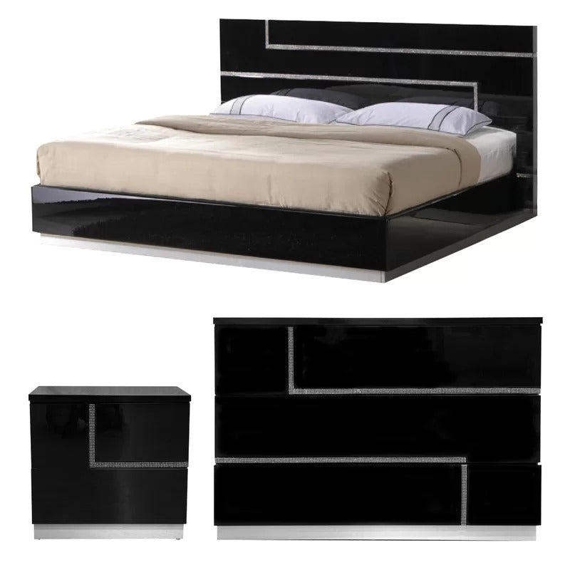 Bedroom Set: Wooden Slats Platform Bedroom Set