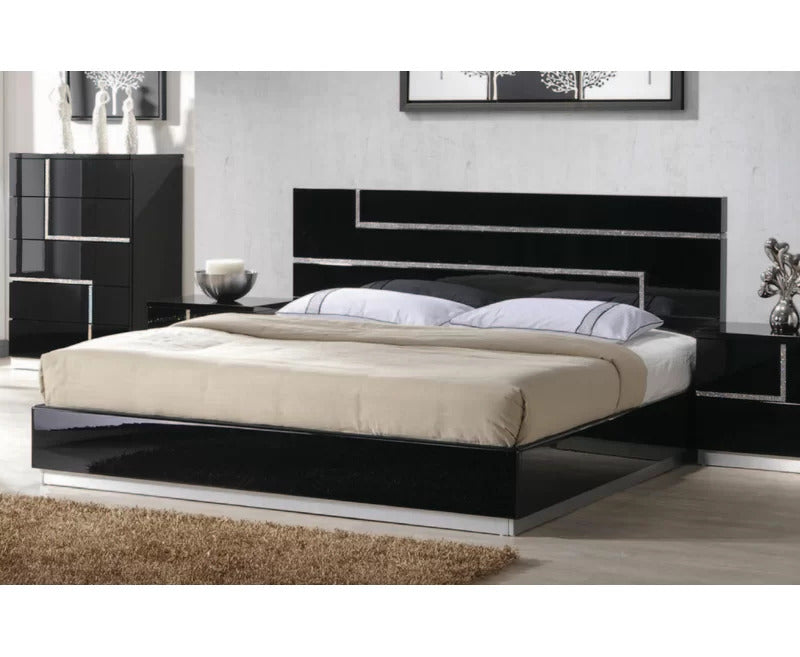Bedroom Set: Wooden Slats Platform Bedroom Set