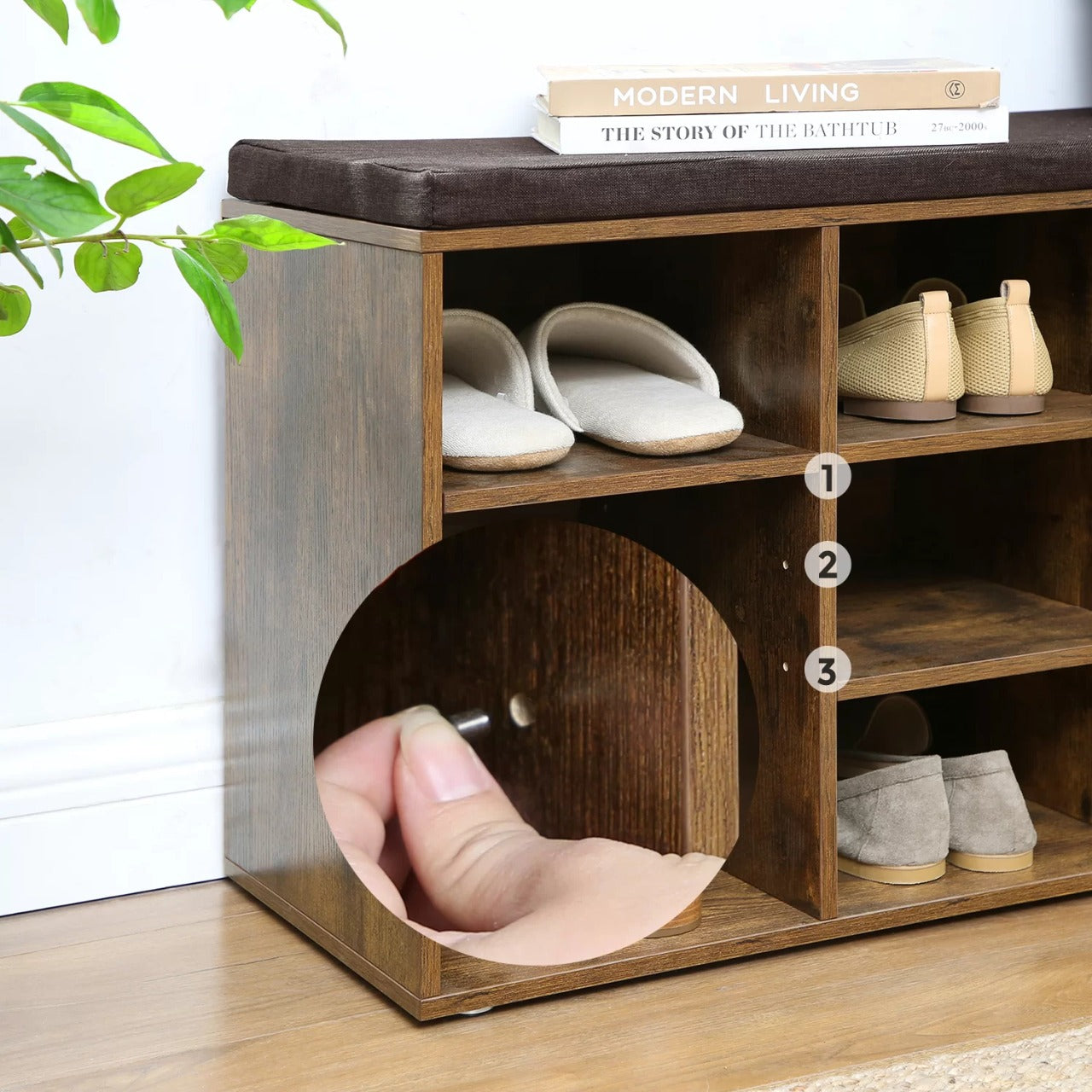 Benches: 10 Pair Shoe Rack With Seat, Storage Bench