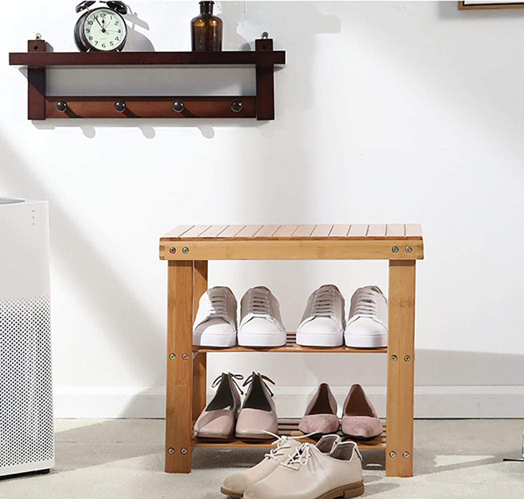 Benches: 2-Tier Bamboo Shoe Bench Rack
