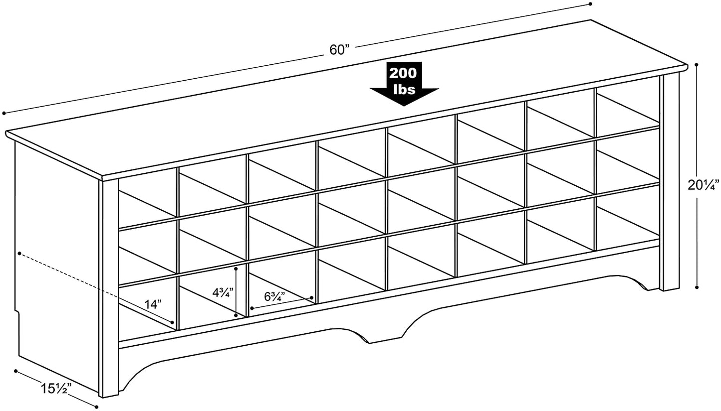 Benches : 24 Pair Shoe Storage Cubby Bench