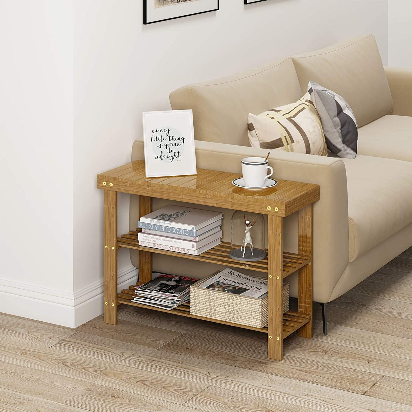 Benches: 3-Tier Bamboo Shoe Rack Bench