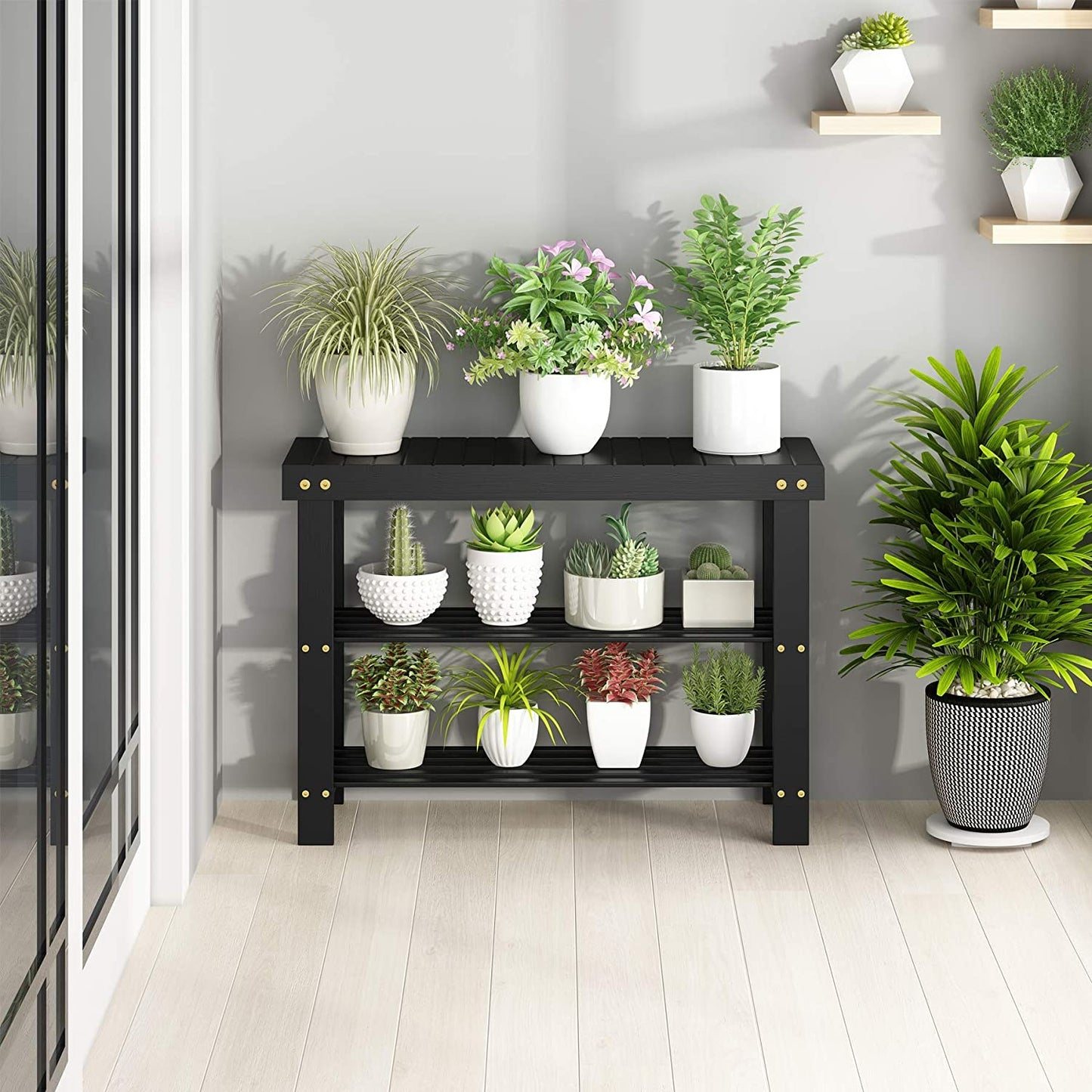 Benches: 3-Tier Bamboo Shoe Rack Bench