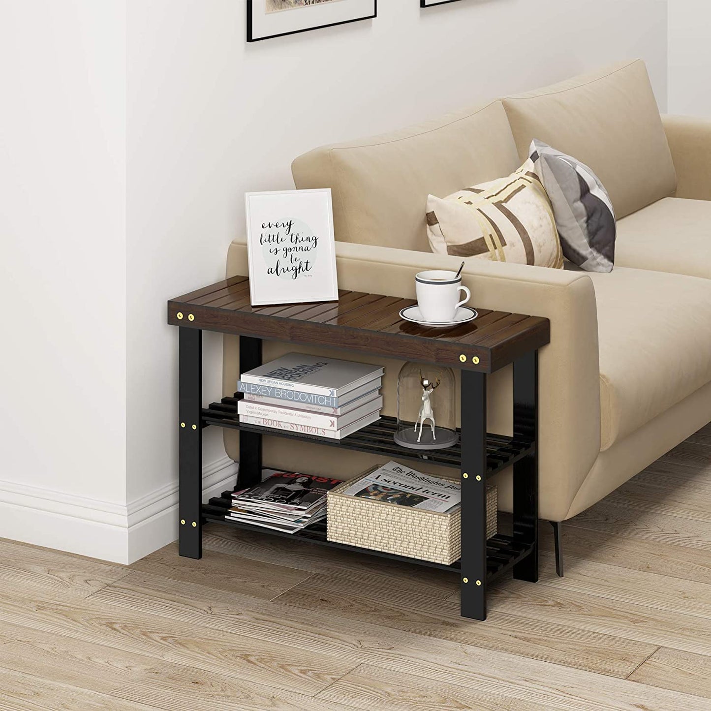 Benches: 3-Tier Bamboo Shoe Rack Bench