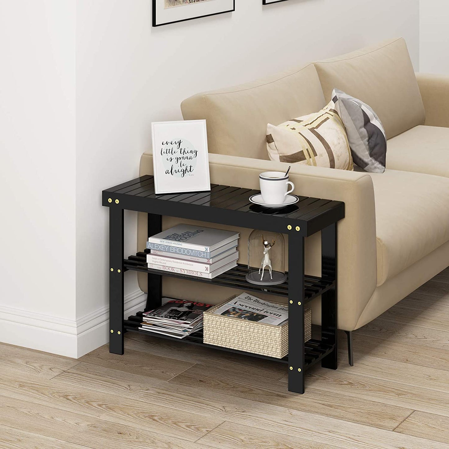 Benches: 3-Tier Bamboo Shoe Rack Bench