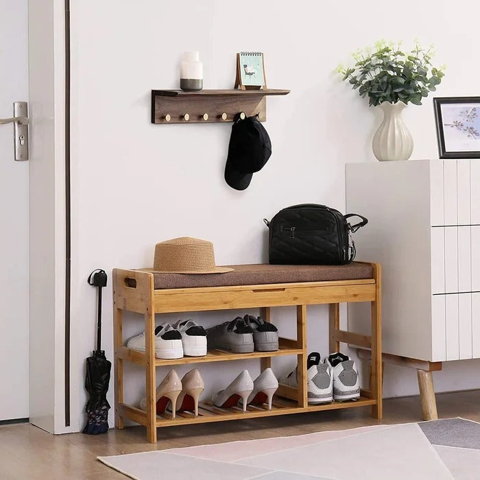 Benches: 5 Pair Shoe Rack With Seat