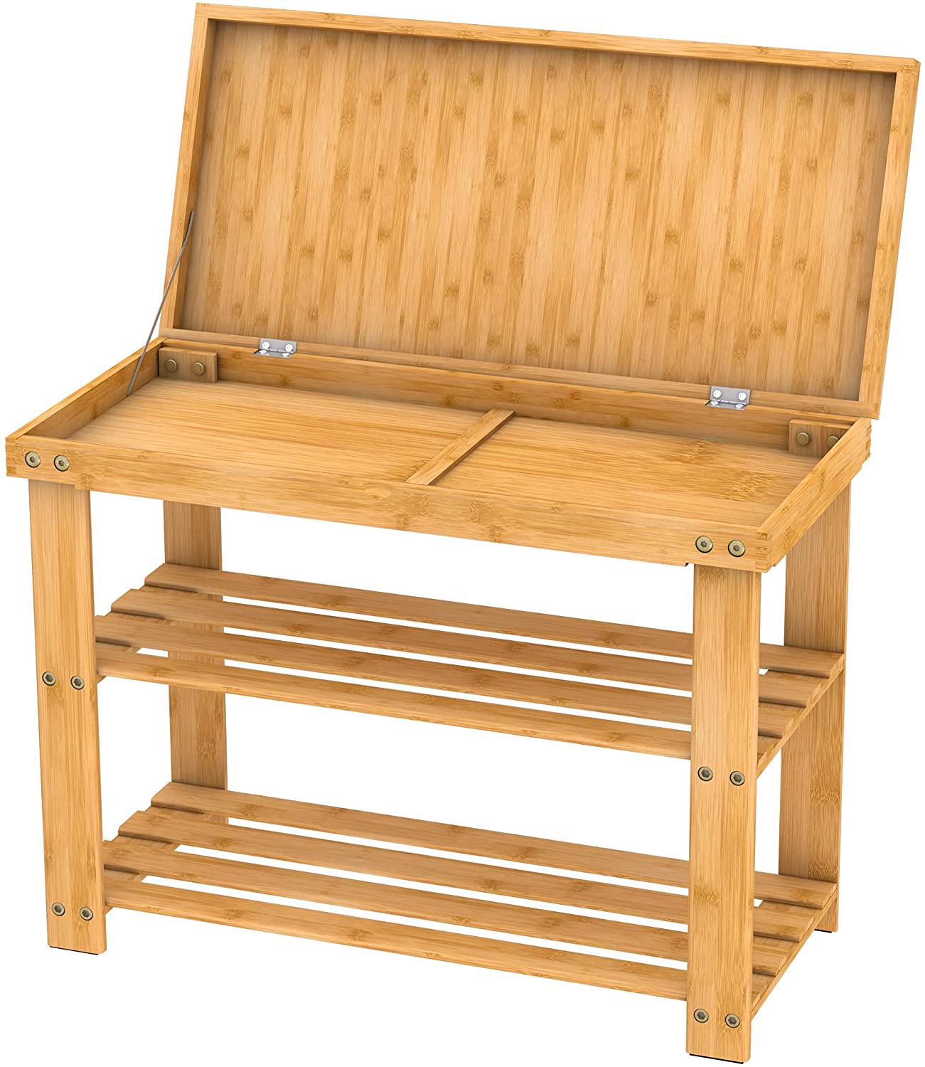 Benches: Bamboo Shoe Rack Bench with Storage Shelf