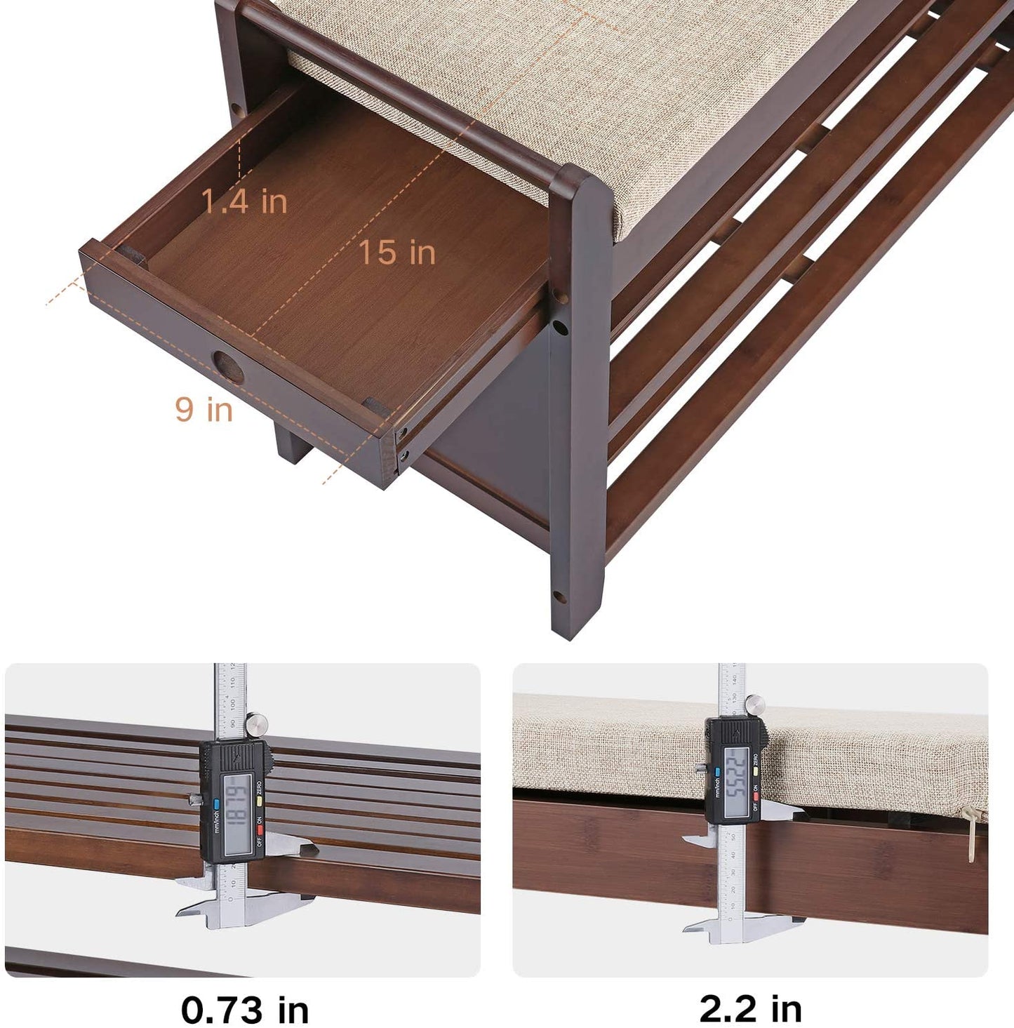 Benches : Bench Shoe Rack Organizer with Storage Basket Side Drawer