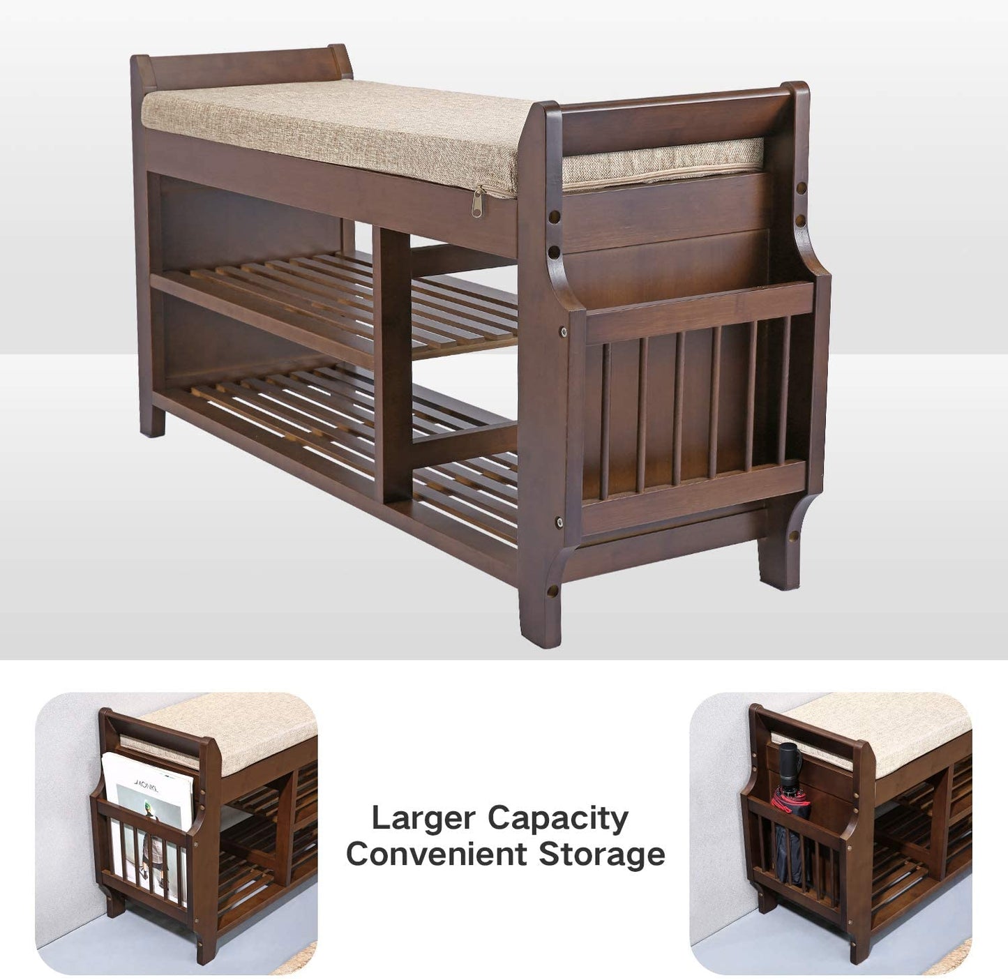 Benches : Bench Shoe Rack Organizer with Storage Basket Side Drawer