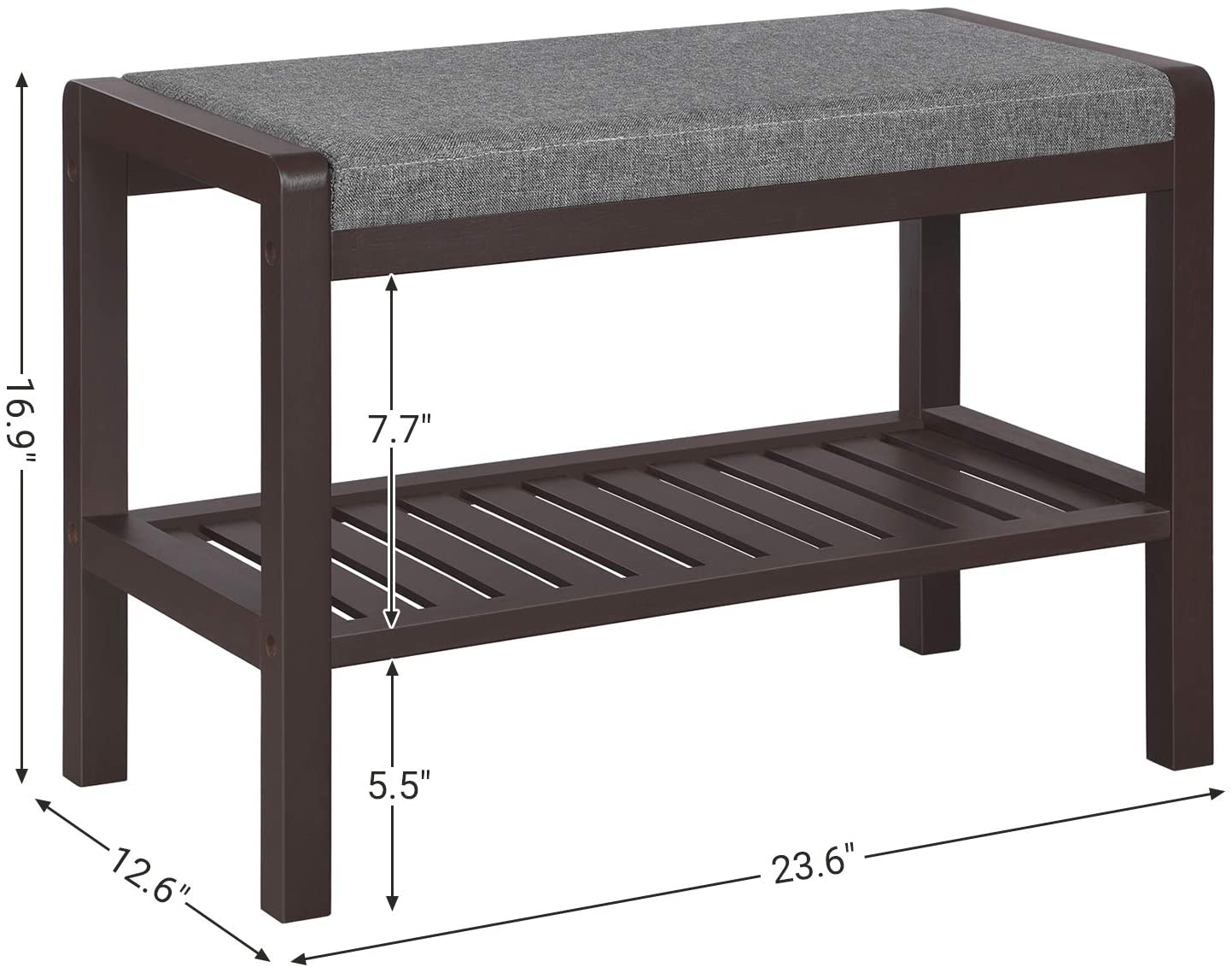 Benches Cushion Upholstered Padded Seat Storage Shelf Bench for Entryway Bedroom Living Room Hallway Garage