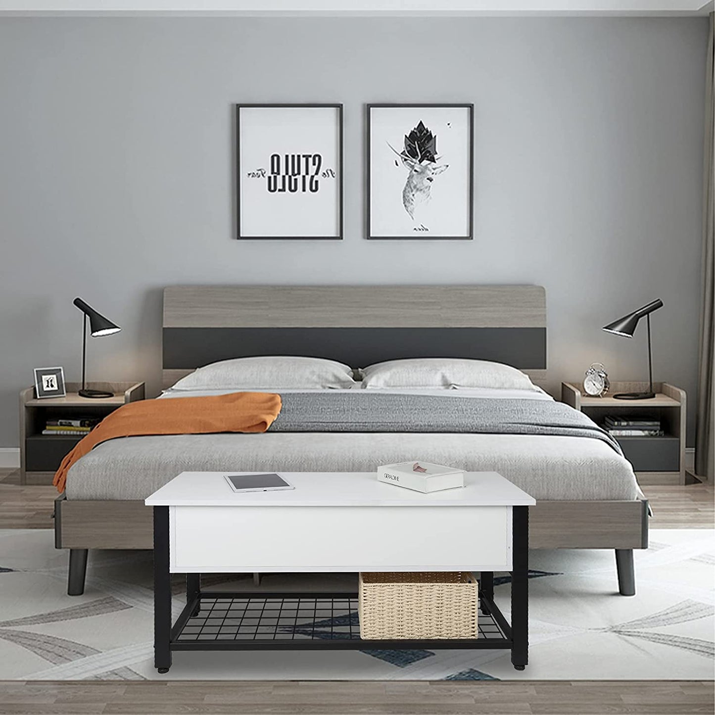 Benches: Dining Room, Hallway, Living Room Metal Frame, Black & White