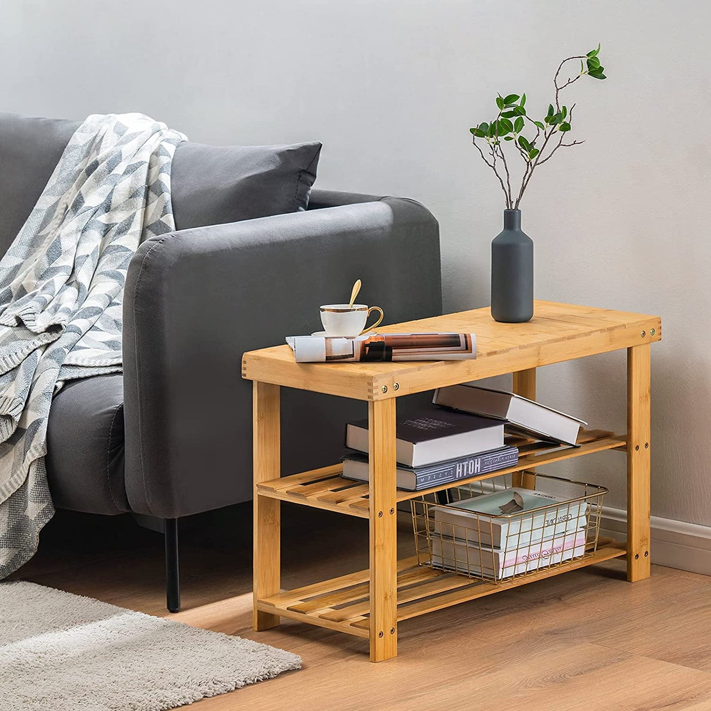 Benches: Entryway Storage Premium Shoe Organizer or Entryway Bench Dark Brown