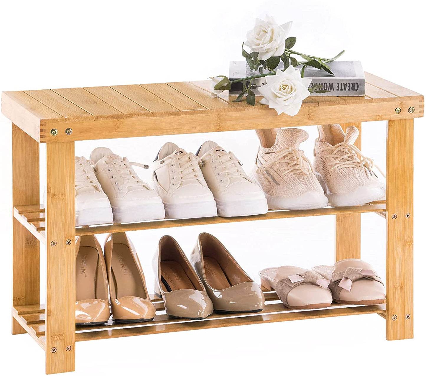 Benches: Entryway Storage Premium Shoe Organizer or Entryway Bench Dark Brown