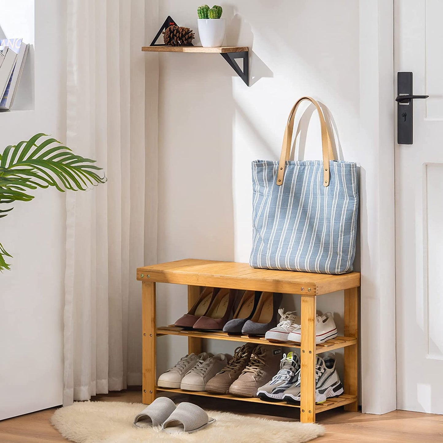 Benches: Entryway Storage Premium Shoe Organizer or Entryway Bench Dark Brown Media 1 of 11