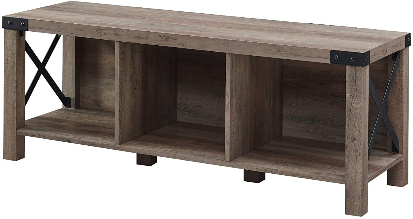 Benches: Farmhouse Metal X Entryway Bench