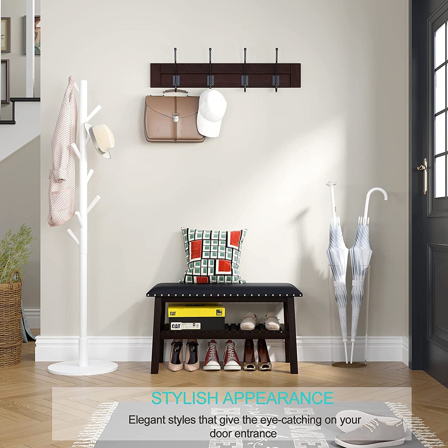Benches: Faux Leatherette Ottoman Storage Bench with Shoe Rack