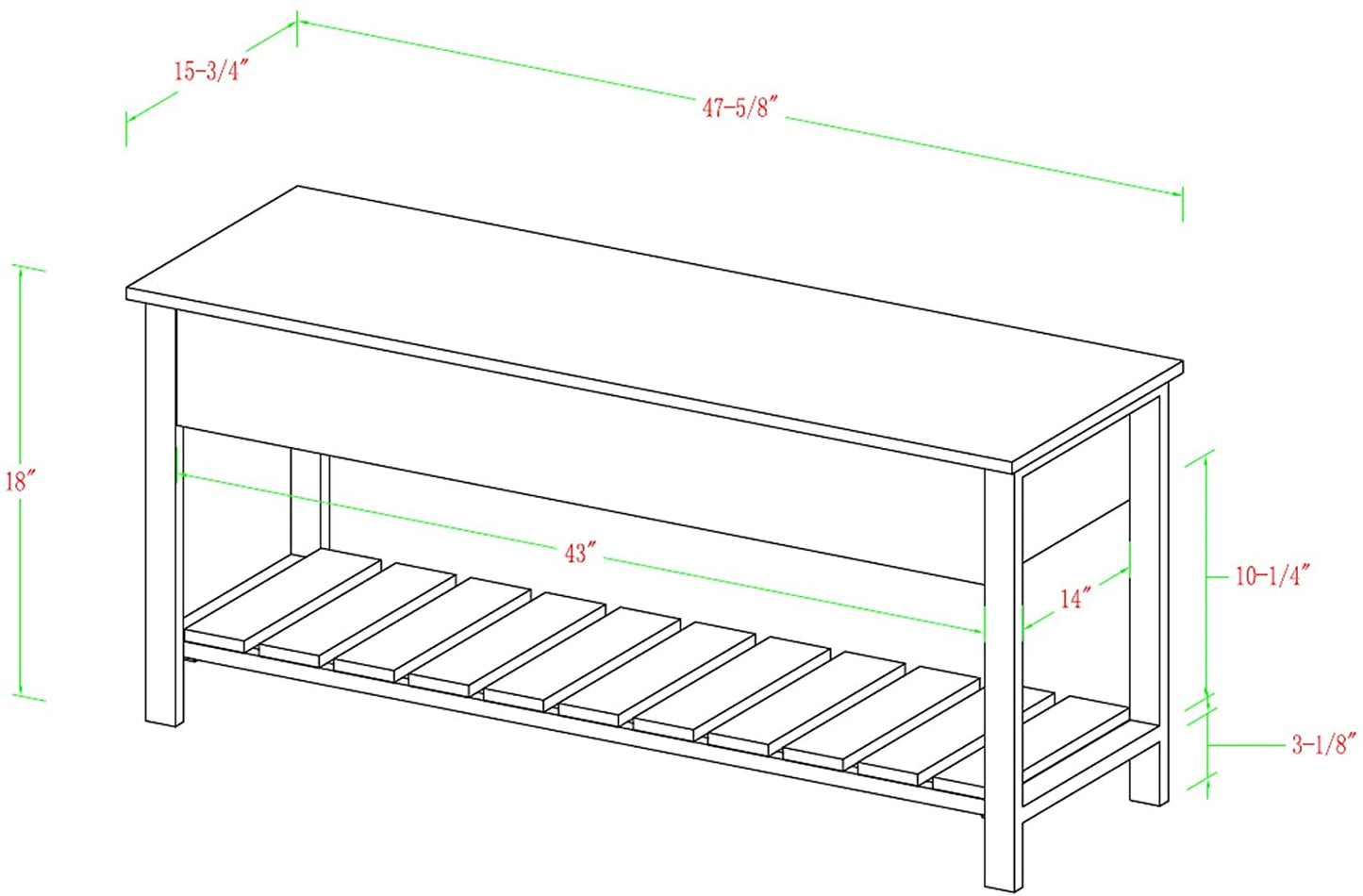 Benches: Lift Top Entry Bench with Bottom Rack