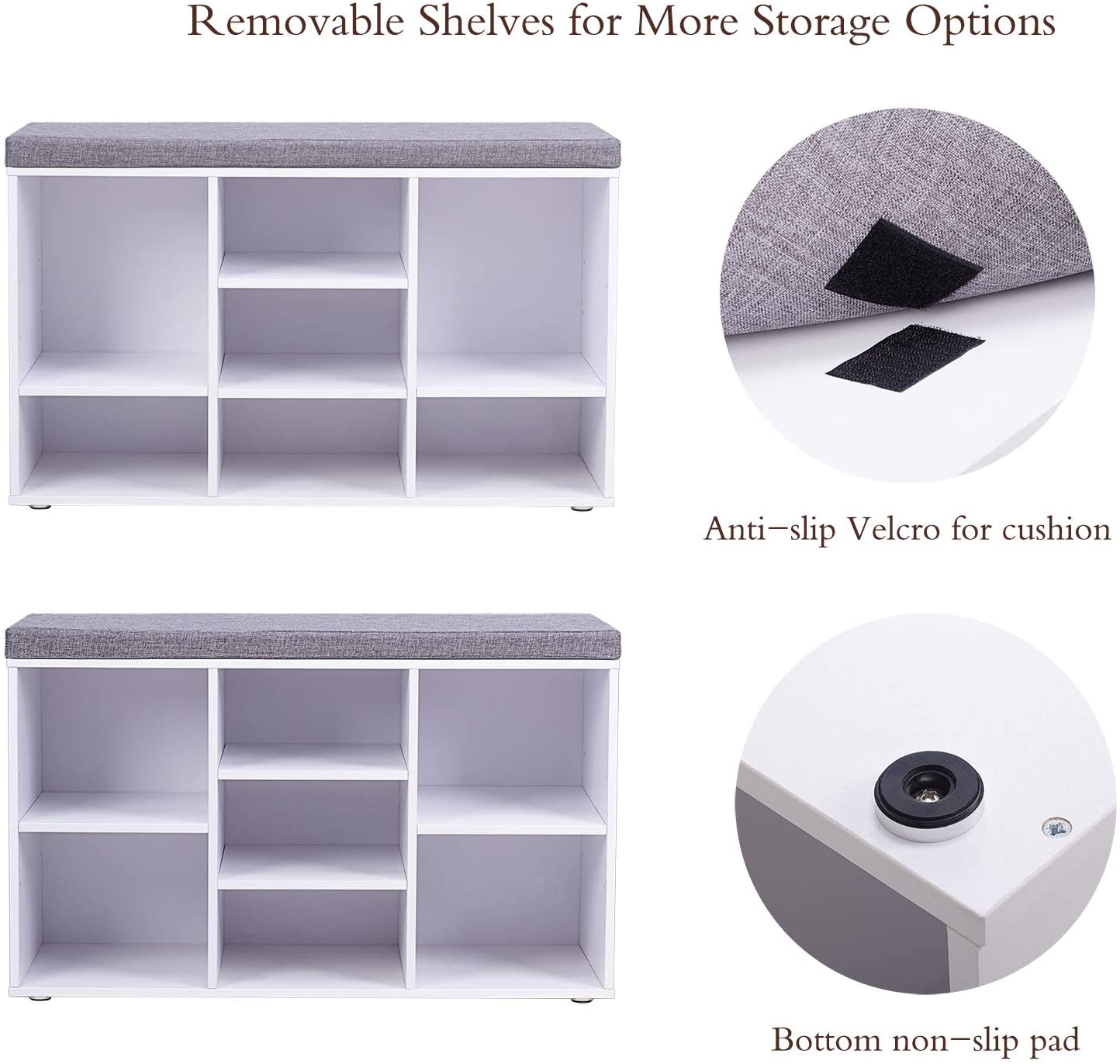 Benches Multifunctional Shoe Organizer Bench for Entryway, Mudroom, Hallway, Closet and Garage, White