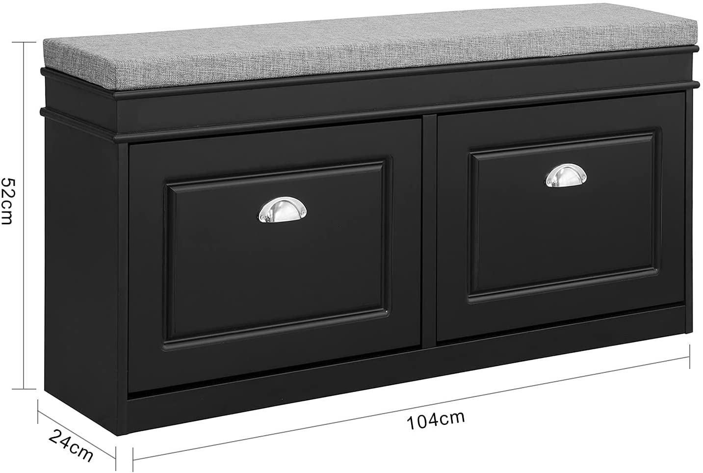 Benches Padded Seat Cushion, Hallway Bench Shoe Cabinet Shoe Bench (Black)