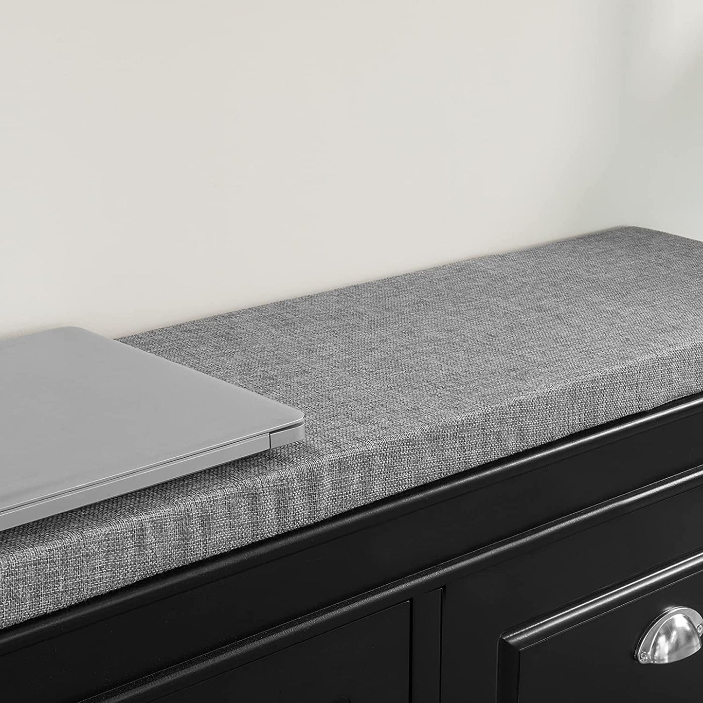 Benches Padded Seat Cushion, Hallway Bench Shoe Cabinet Shoe Bench (Black)