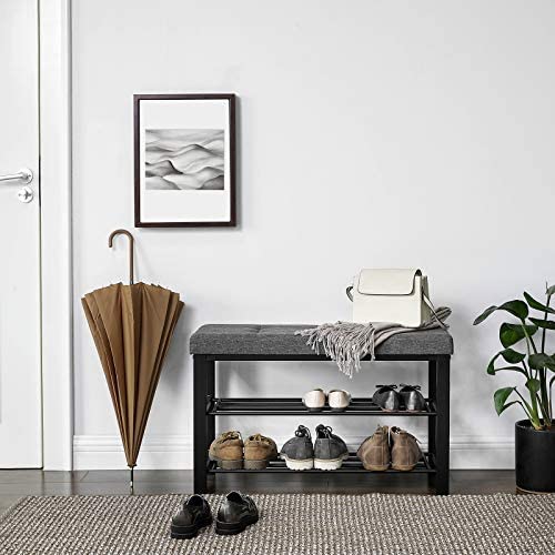 Benches : Shoe Bench, 3-Tier Shoe Rack Storage Organizer with Foam Padded Seat